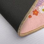 Retro Squared Flowers  Stain-Proof Bath Mat