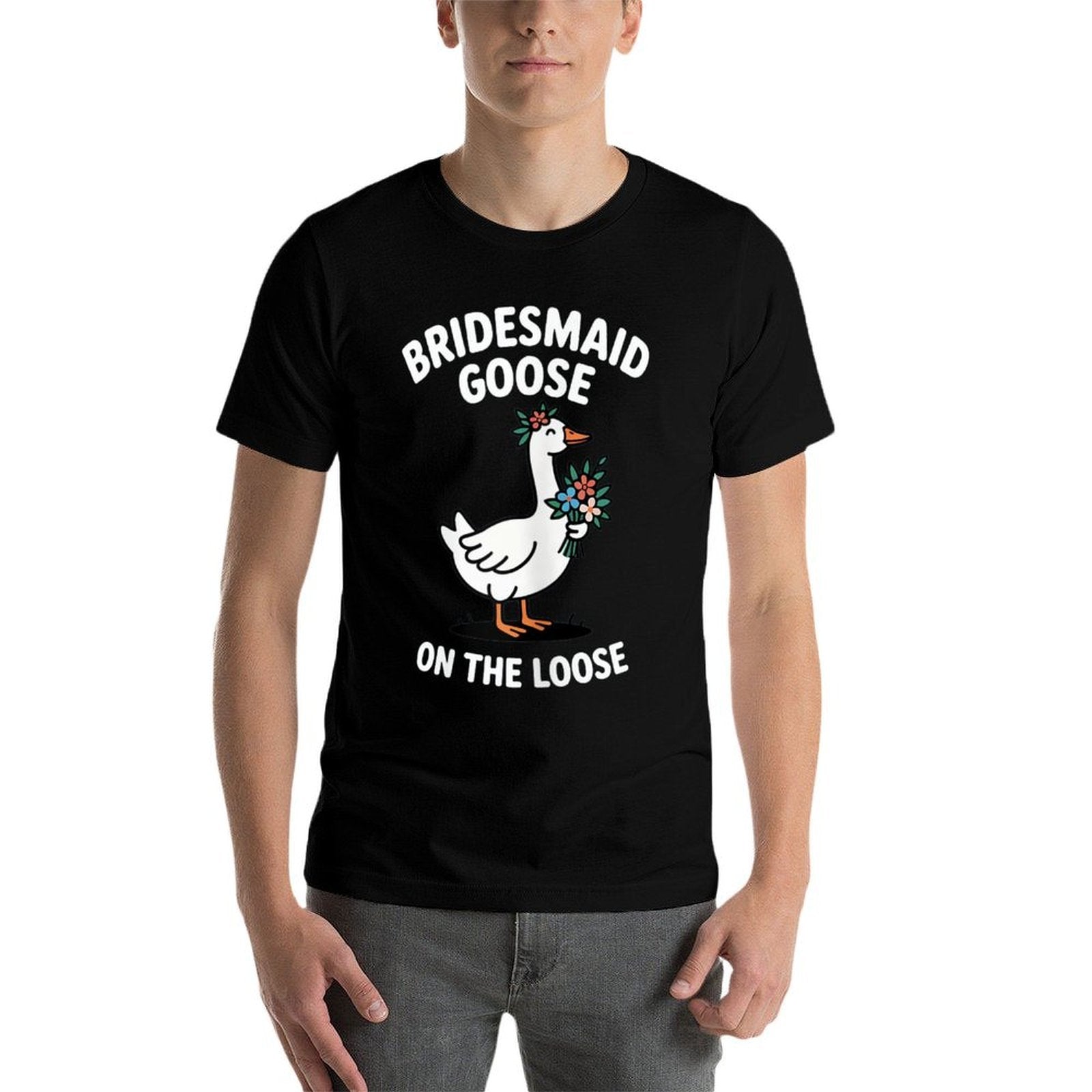 Funny Bridesmaid Goose On The Loose Bachelorette Bride Party  Eco-friendly Material T-Shirt