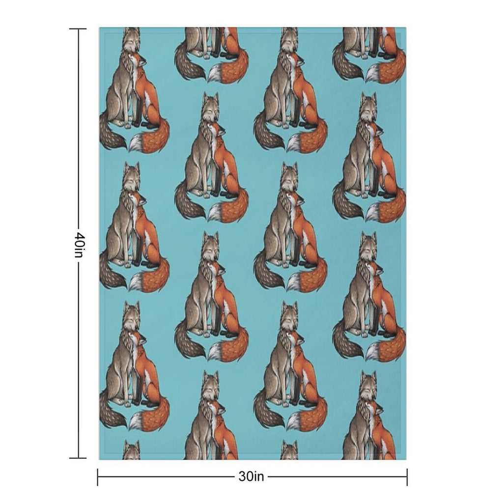 Wolf & Fox Plush Throw Blanket