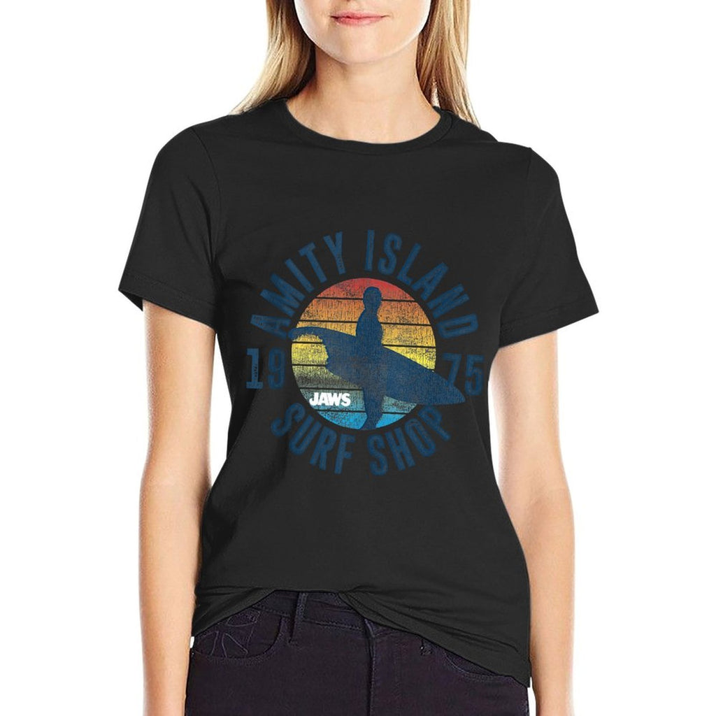 Jaws Amity Island Surf Shop 1975 Retro Logo  Polyester Blend T-Shirt