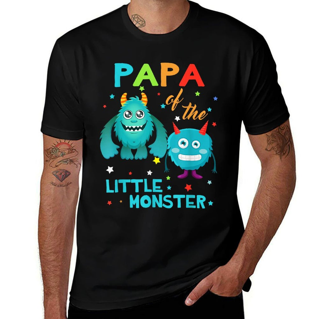 Papa Of The Little Monster Birthday Monster  Stretchy T-Shirt