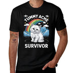 Oddly Specific Meme Stomach Ache Funny Black Tummy Ache Survivor Cat  Vintage-inspired T-Shirt