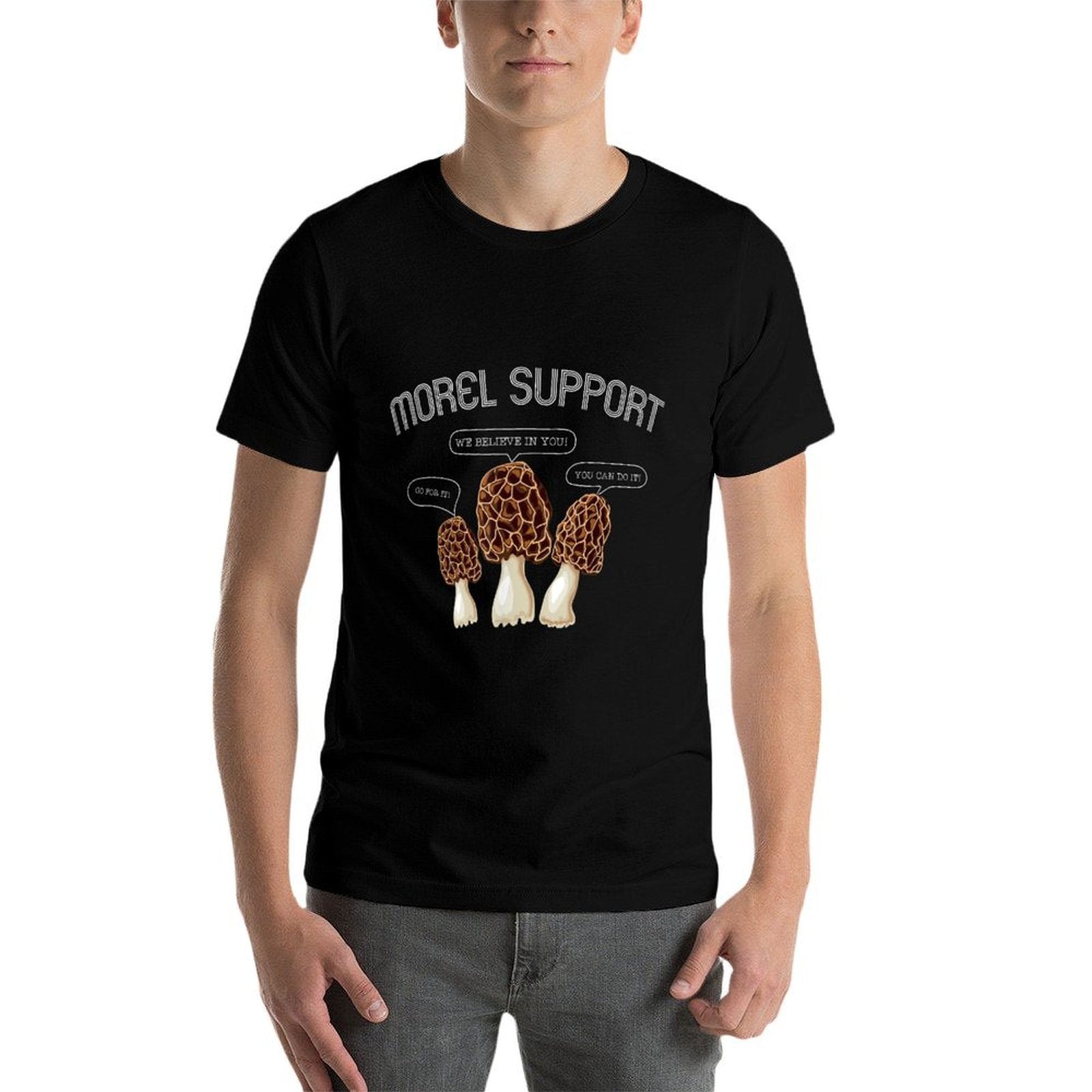 Funny MOREL SUPPORT - Funny Morel Mushroom Meme  Heathered Texture T-Shirt