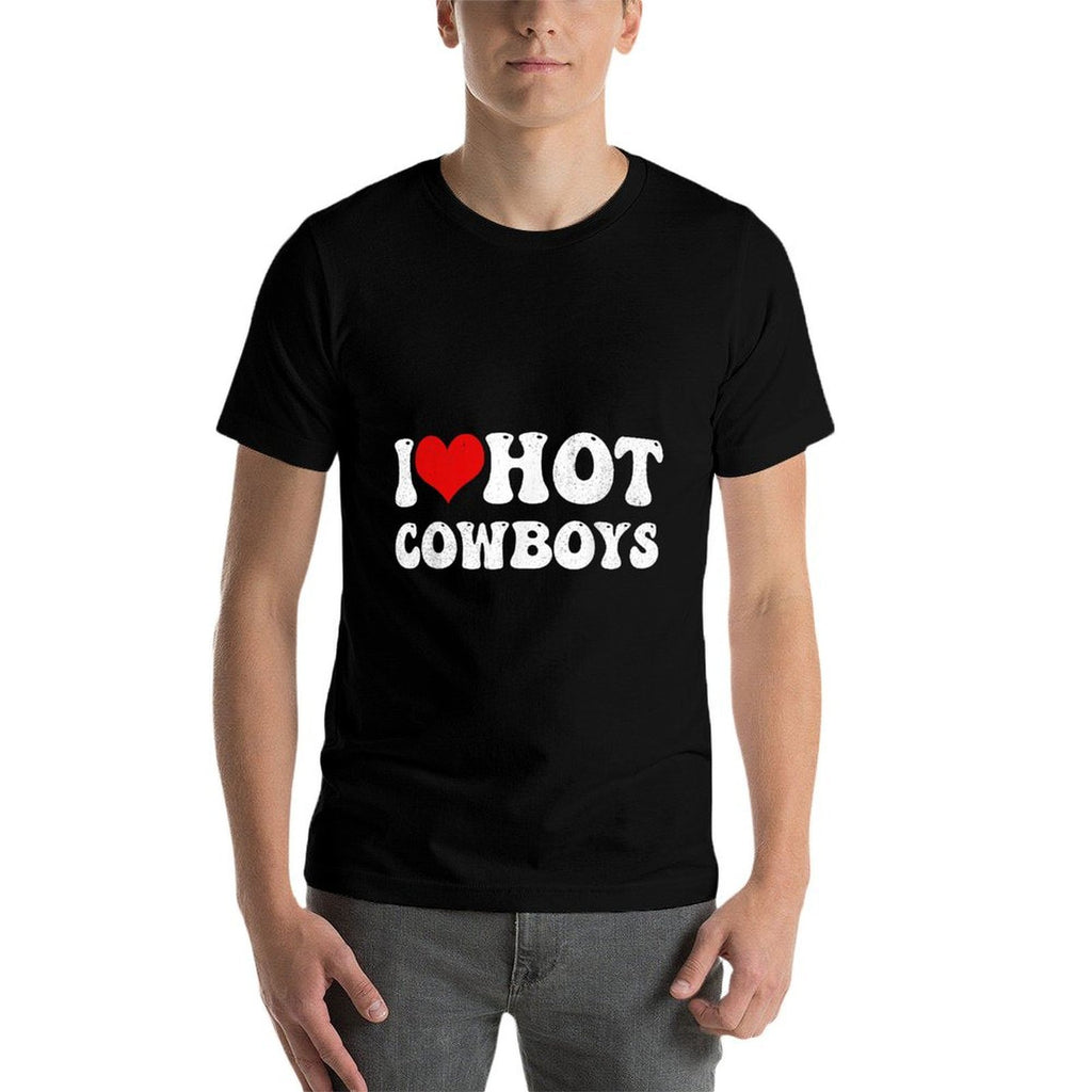 I Love Hot Cowboys I Heart Hot Cowboys Funny Western Country  Moisture-wicking T-Shirt