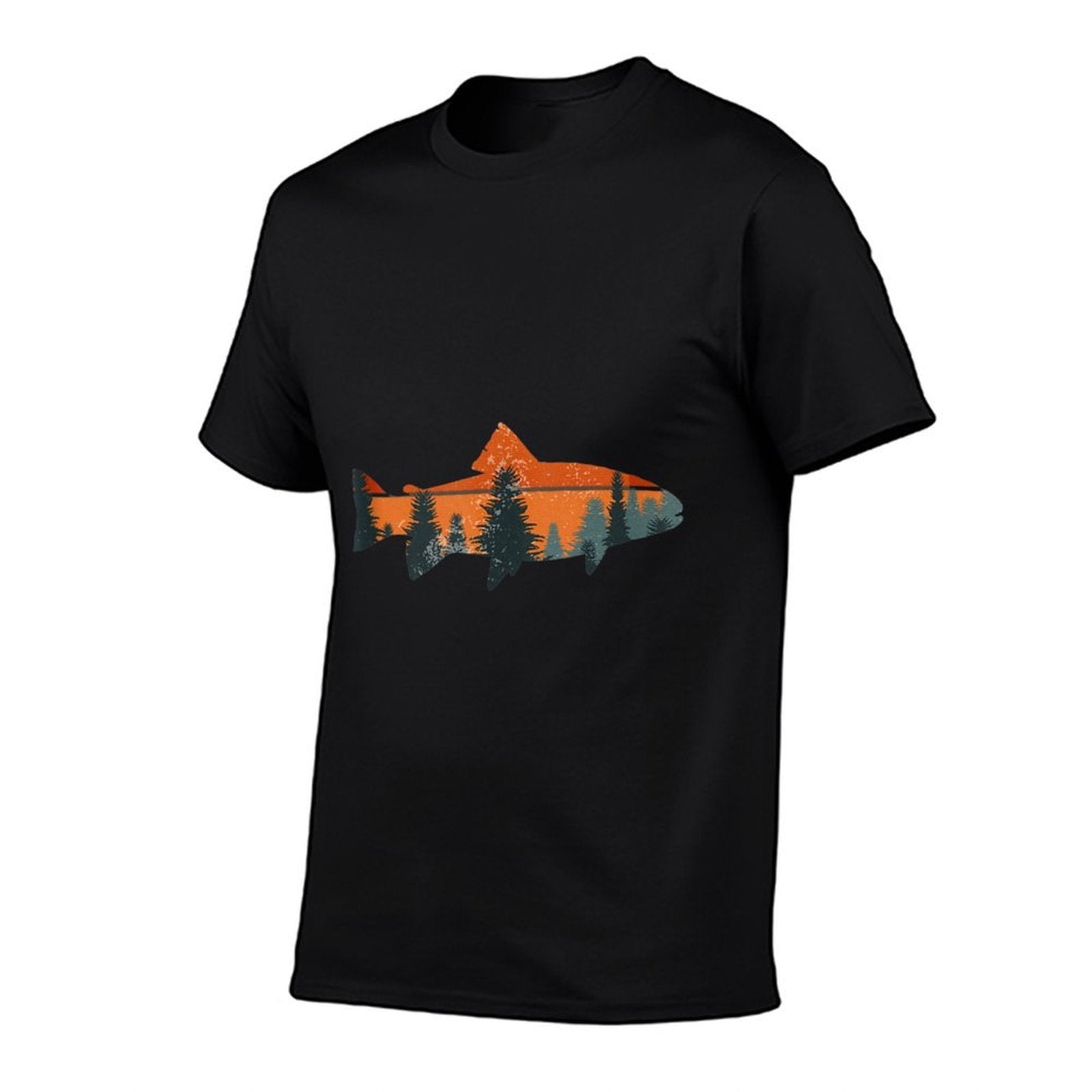 Trout Fly Fishing Nature Outdoor Fisherman Gift  Ribbed Collar T-Shirt
