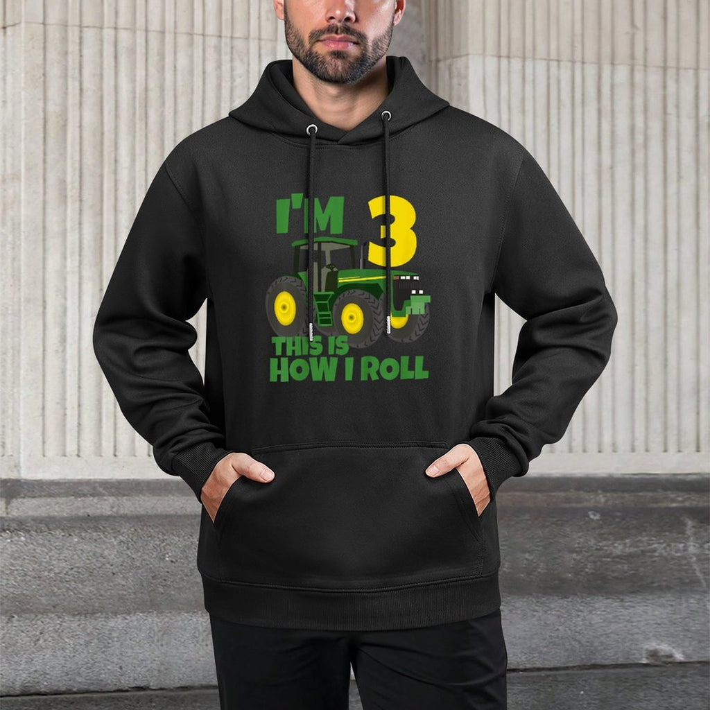 Kids Farm Green Tractor 3rd Birthday Party Farmer Boy 3 Year Old Shape Retention Hoodie
