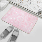 Watercolor White Mandala Flower Pink Design  Absorbent Bath Mat