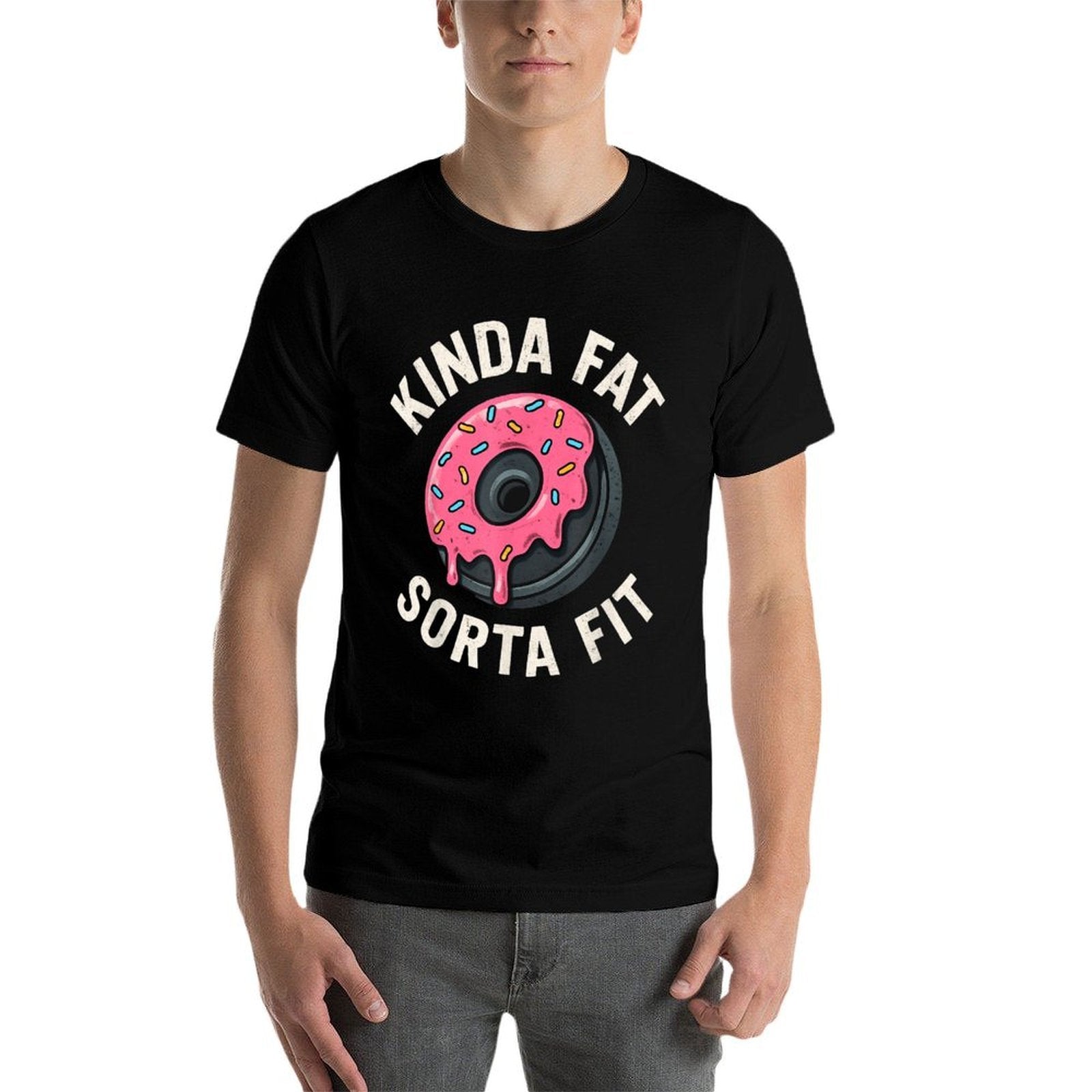 Kinda Fat Sorta Fit Funny Gym Fitness Workout Donut Meme  Eco-friendly Material T-Shirt