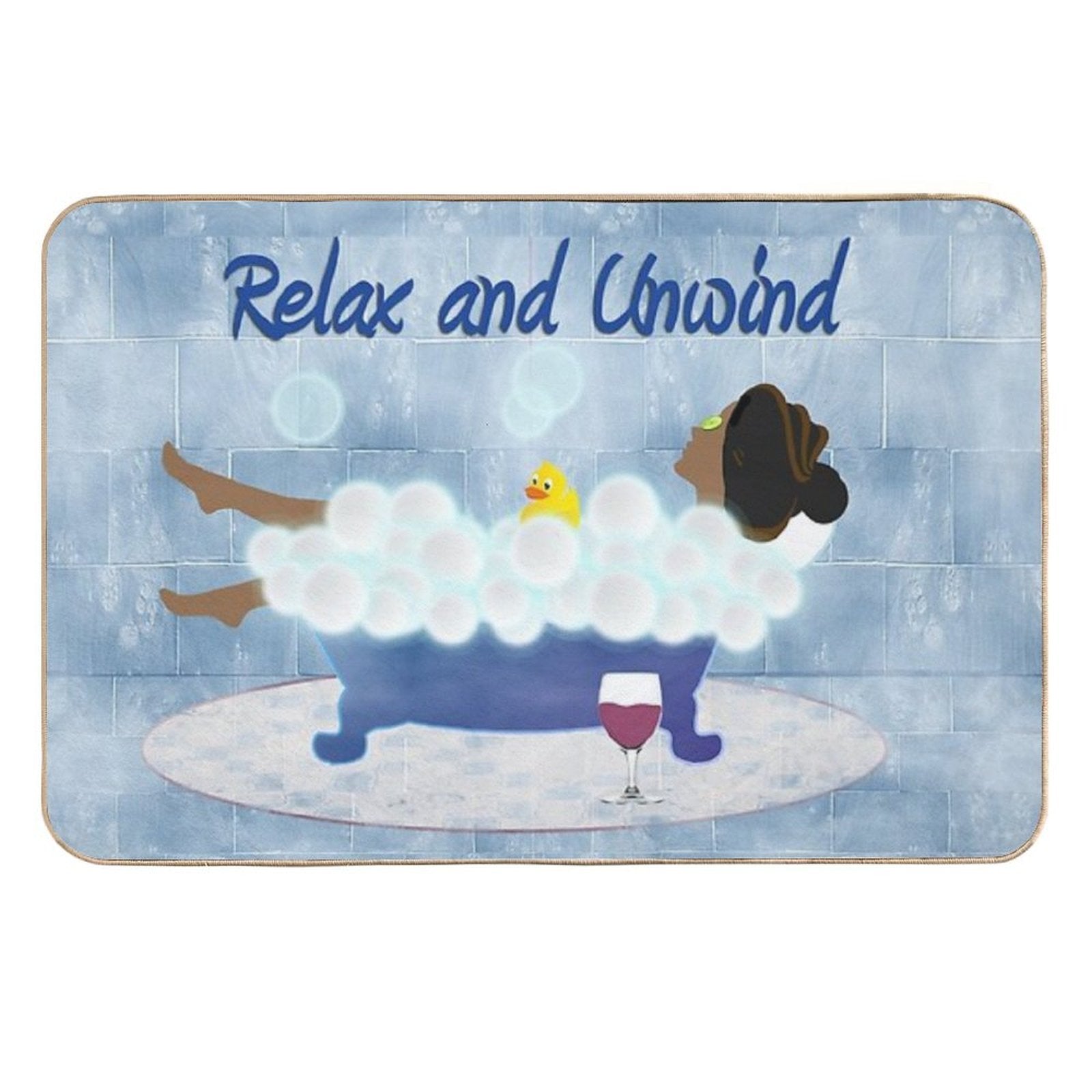 Lady In Tub In Blue  Pet-Safe Bath Mat