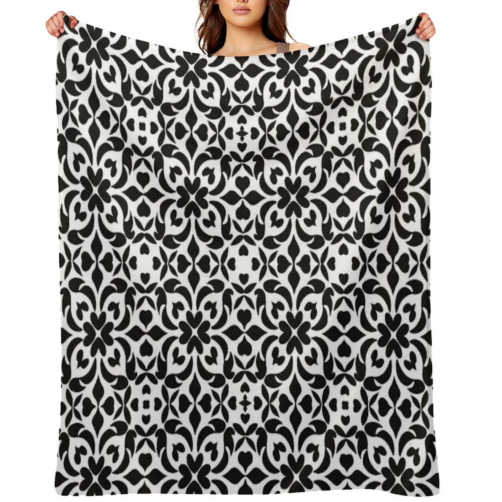 Mosaic Floral Pattern Travel-friendly Throw Blanket