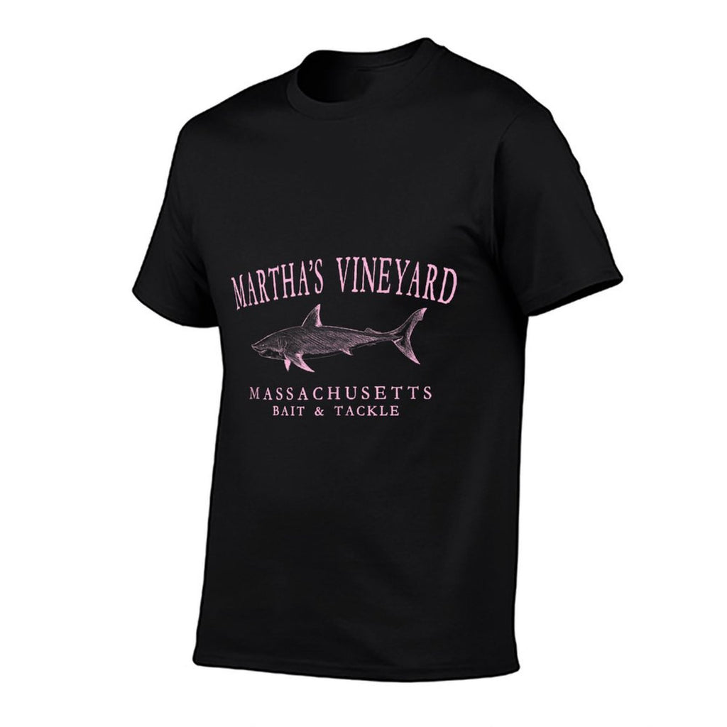 Marthas Vineyard Massachusetts Shark Arched Pink Letters  Lightweight T-Shirt