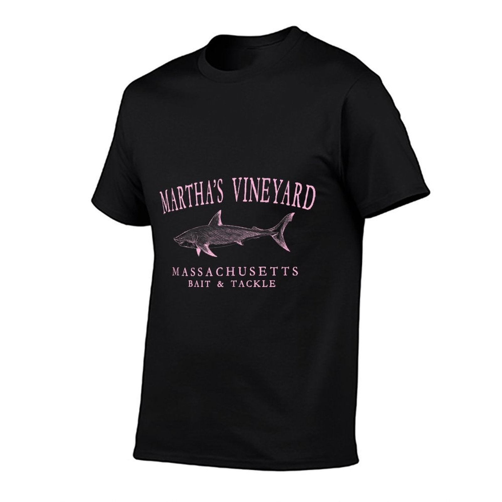 Marthas Vineyard Massachusetts Shark Arched Pink Letters  Lightweight T-Shirt