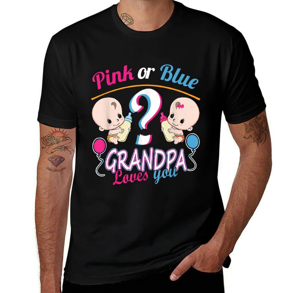Pink Or Blue Grandpa Loves You - Gender Reveal Baby Shower  Eco-friendly Material T-Shirt