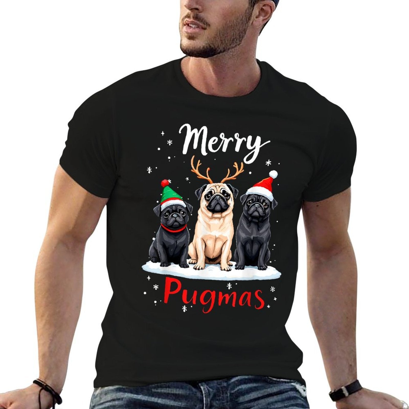 Merry Pugmas Pug Lover Dog Owner Christmas Party Xmas Men Women Kids  Affordable Price T-Shirt