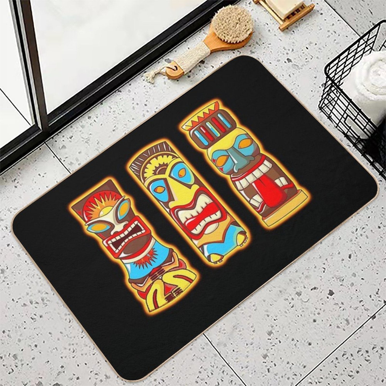 Tiki Gods Totems Idols Retro Tropical Polynesian  Eco-Friendly Bath Mat