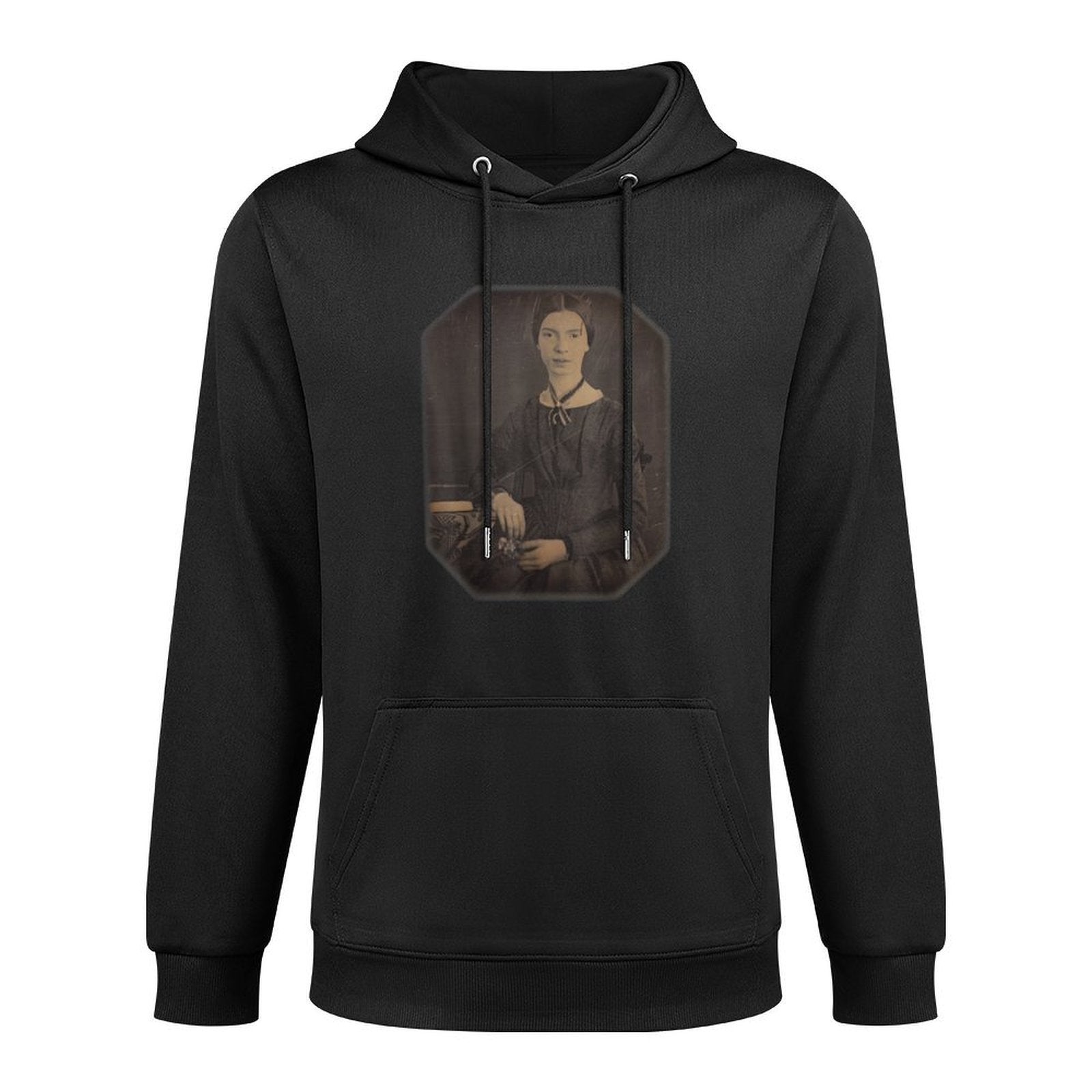 Famous Women Authors Emily Dickinson Portrait Vintage - Unisex-Adults, Black, Small, Colorfast Hoodie