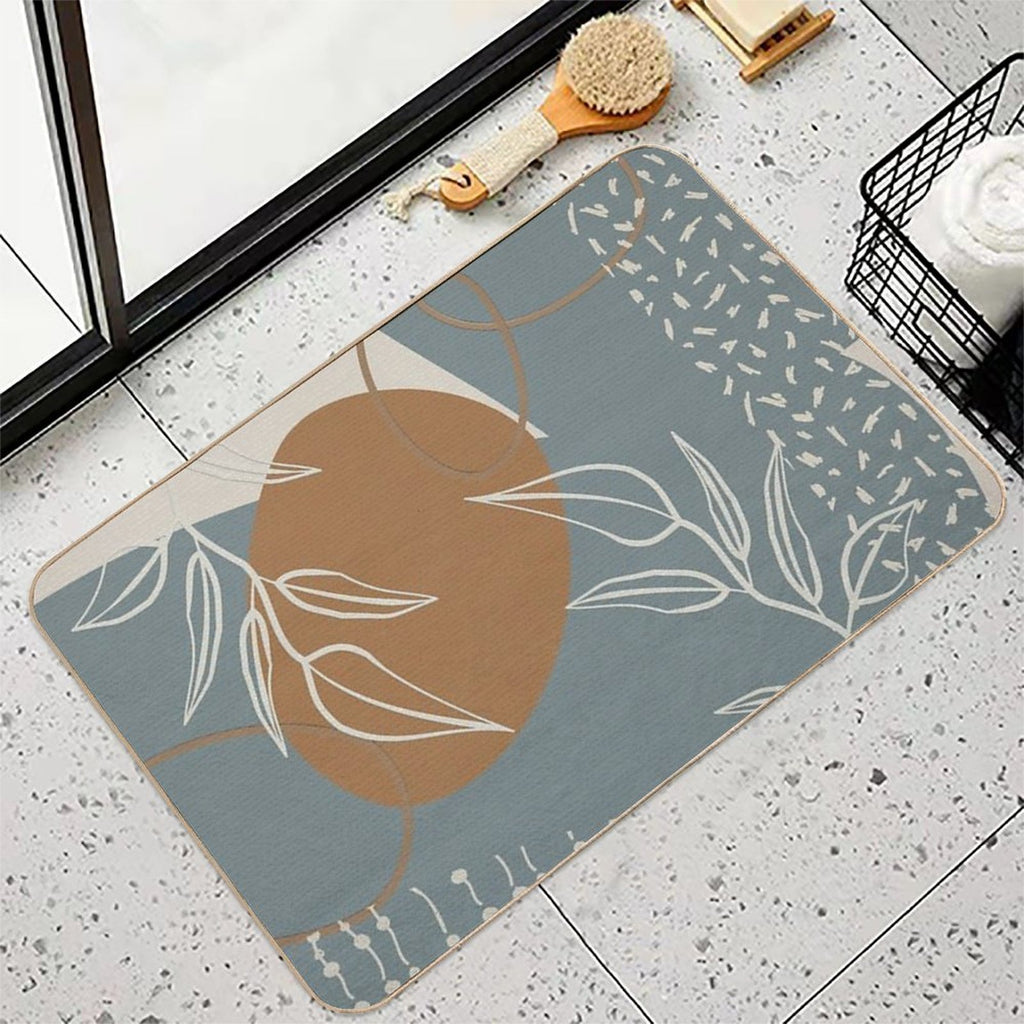 Abstract - Neutral Meeting Point 2 in Sea Blue  Easy Maintenance Bath Mat