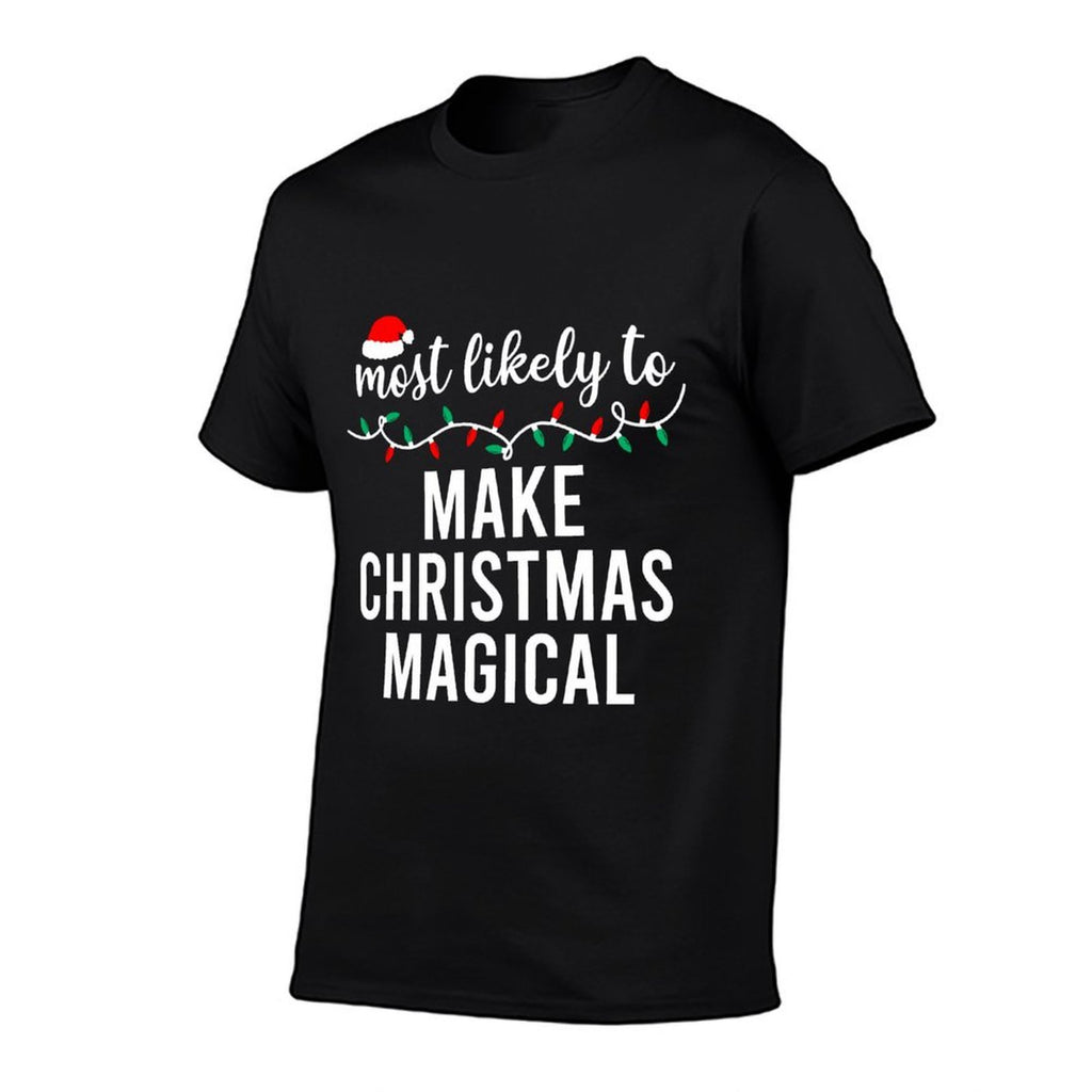 Most Likely to Christmas Matching Family Pajamas Funny  Oversized Silhouette T-Shirt