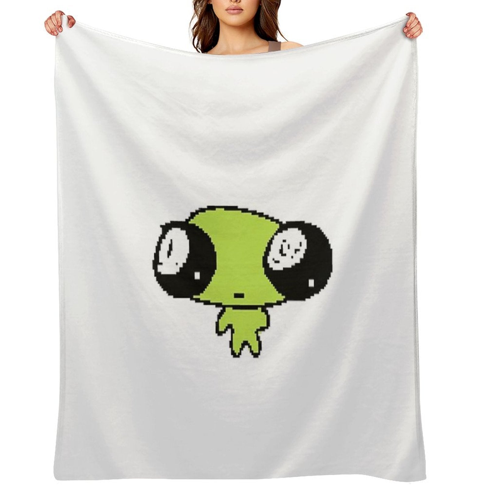 Cute Pixel Art Alien Premium Throw Blanket