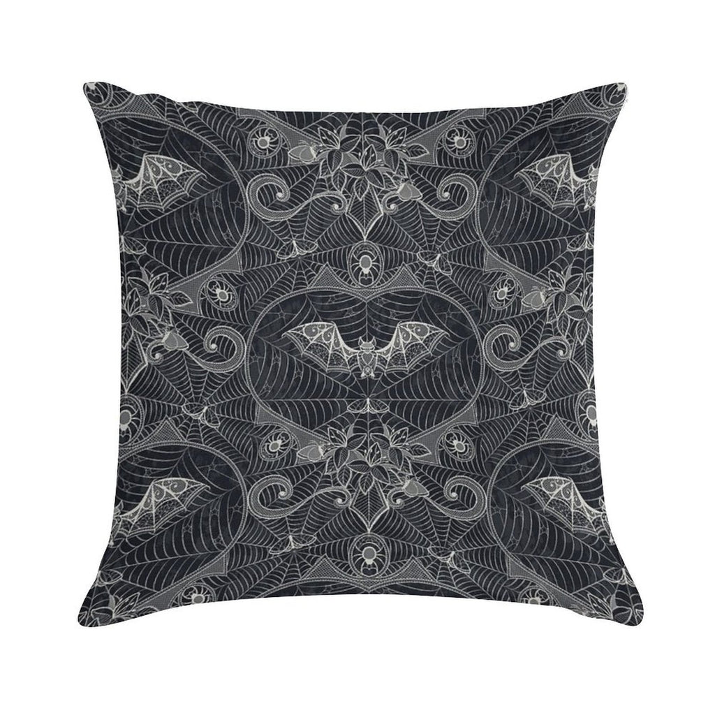 Gothic Halloween Lace - Bats - Black Soft Warmth Comfort Throw Pillow