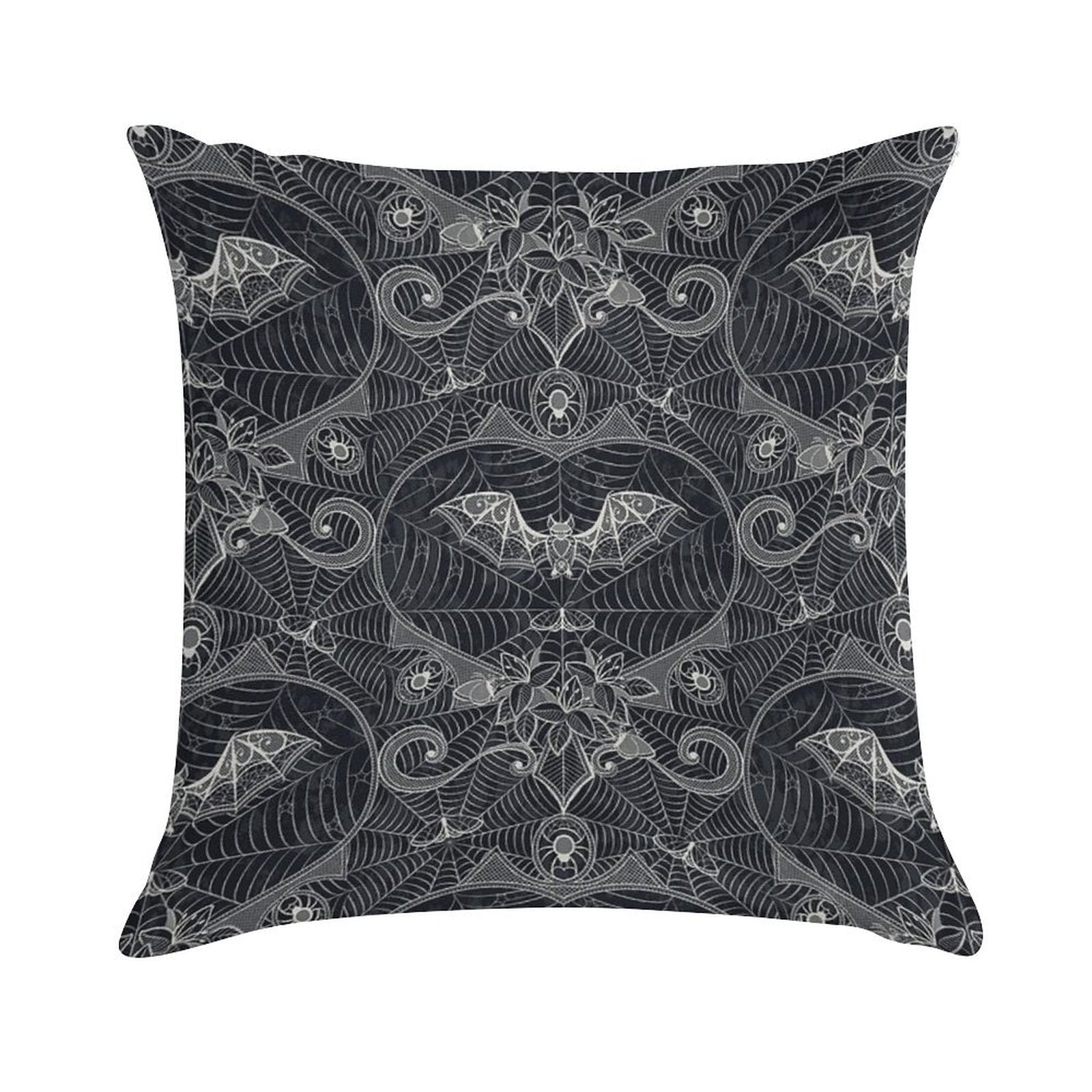 Gothic Halloween Lace - Bats - Black Soft Warmth Comfort Throw Pillow