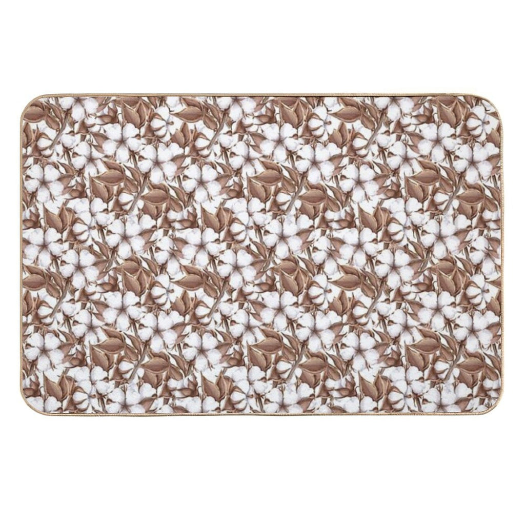 Cotton Flowers, Seamless Pattern  Easy To Clean Bath Mat