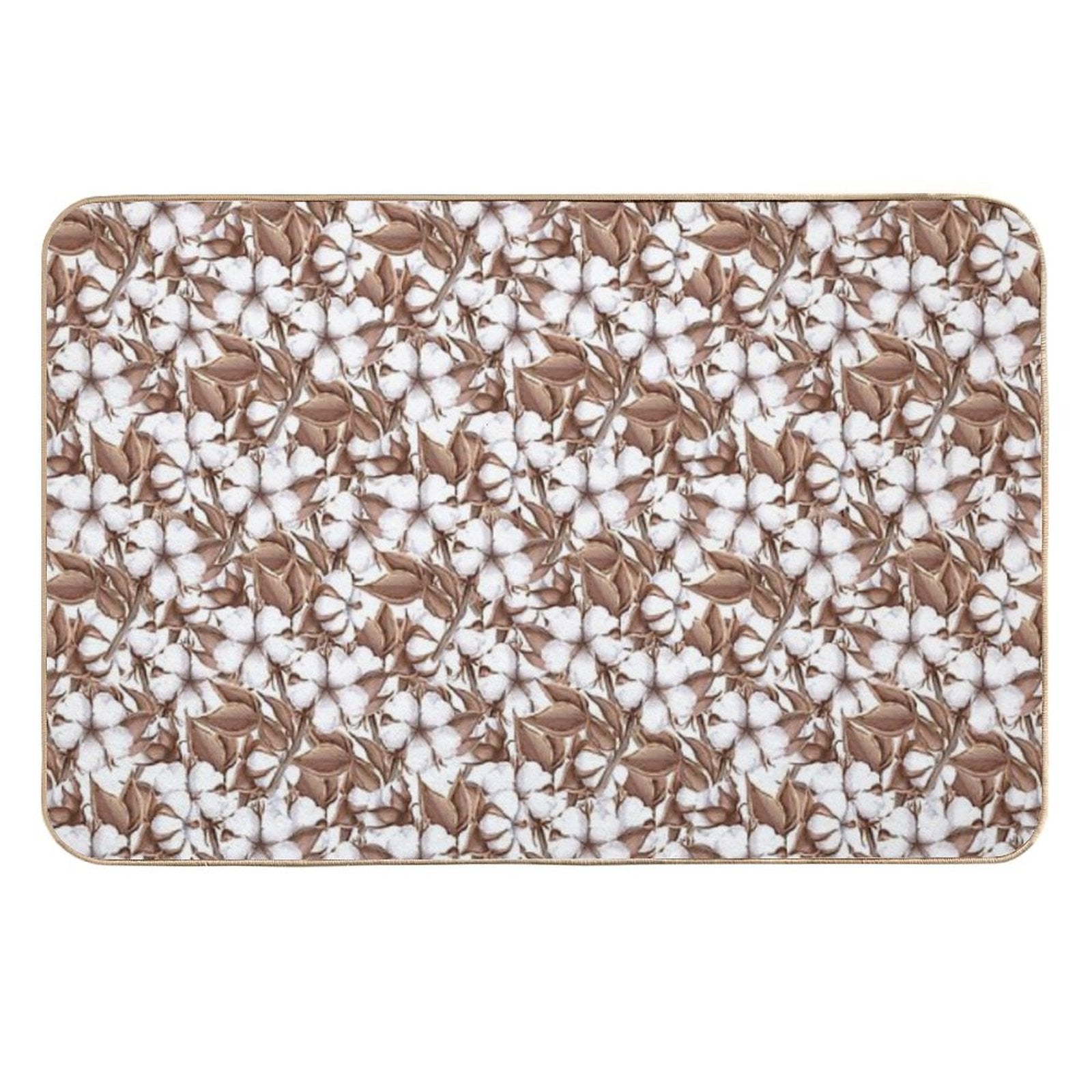 Cotton Flowers, Seamless Pattern  Easy To Clean Bath Mat
