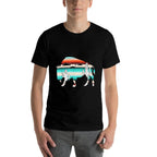 Funny Bison Desert Cactus Serape Western  Durable T-Shirt
