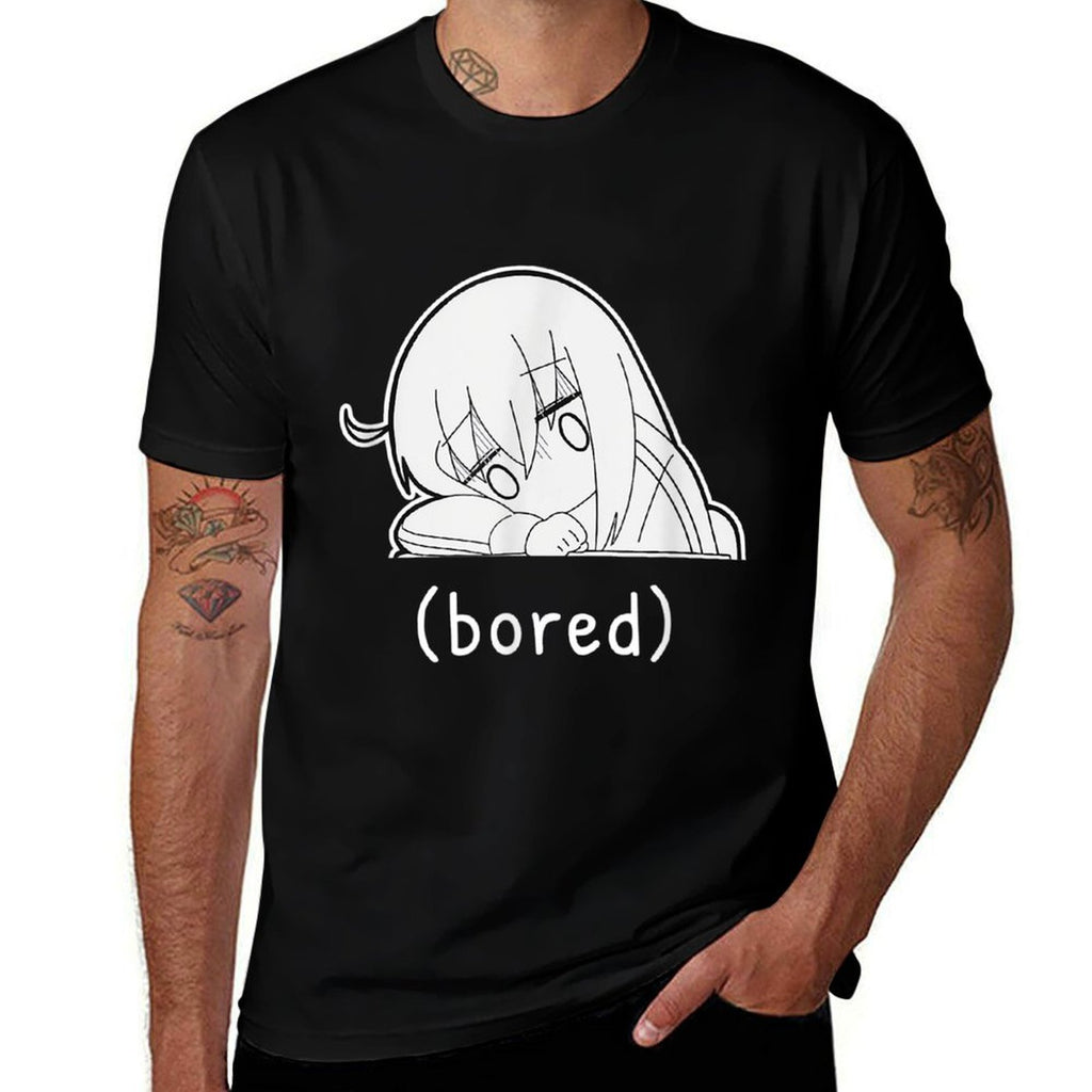 Funny Anime  Manga Bored Bocchi Chibi Meme  Heathered Texture T-Shirt