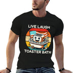 Live Laugh Toaster Bath Funny Saying USA Flag  Trendy Pattern T-Shirt