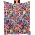 Bright Kitschy Stickerbomb Durable Throw Blanket