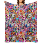 Bright Kitschy Stickerbomb Durable Throw Blanket