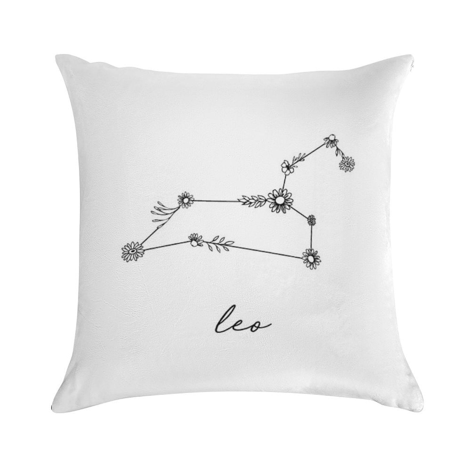 Leo Zodiac Wildflower Constellation Soft Ultra-Soft Texture Throw Pillow