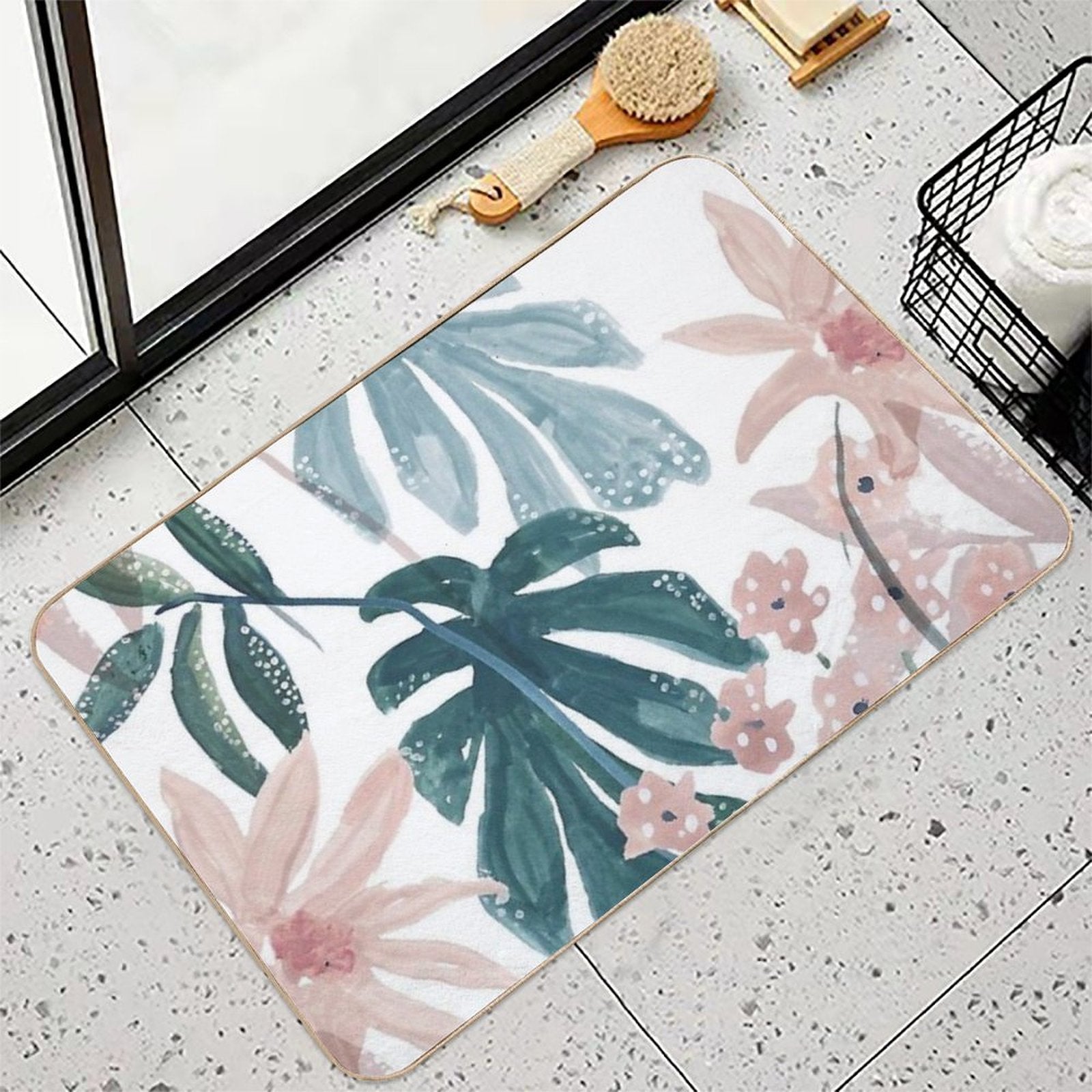 Floral Pattern  Non-Slip Bath Mat