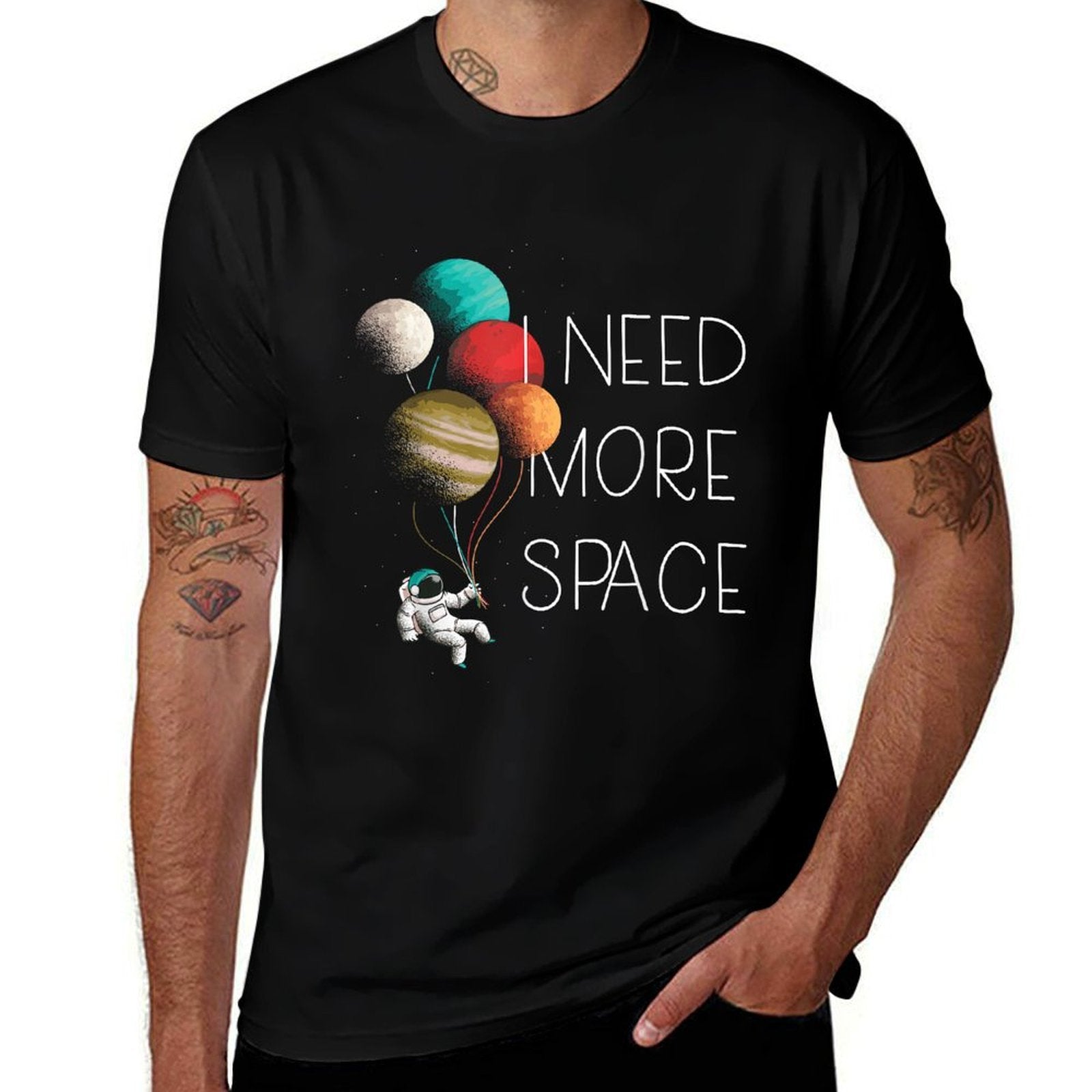 I NEED MORE SPACE Kids Astronaut Balloon Planets Meme  Easy-care T-Shirt