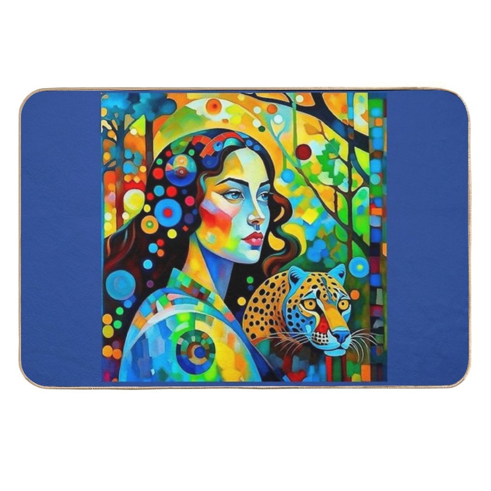 A Woman And A Leopard.  Stain-Proof Bath Mat