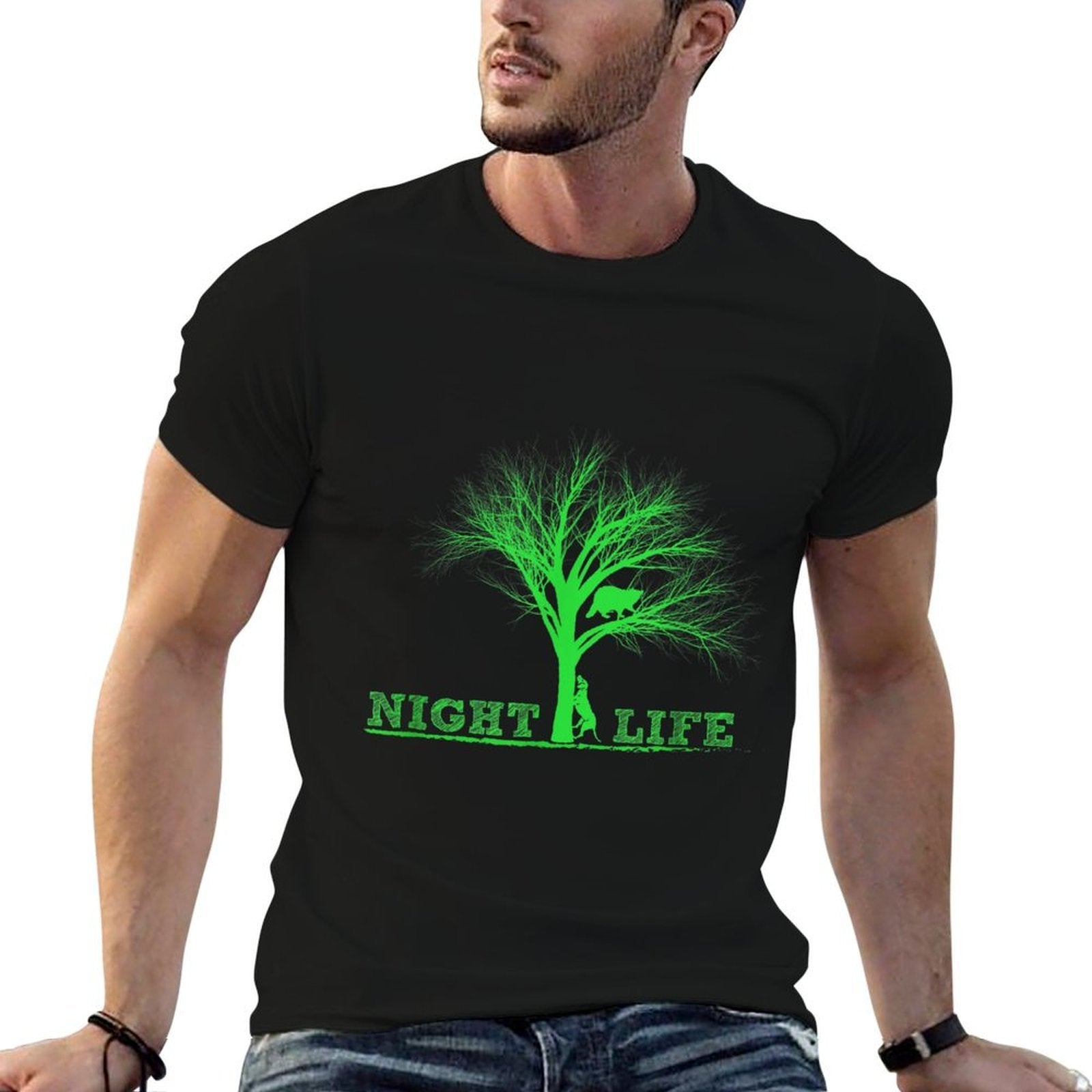 Raccoon Coon Hunting Night Life Raccoon Gifts  Tagless Design T-Shirt