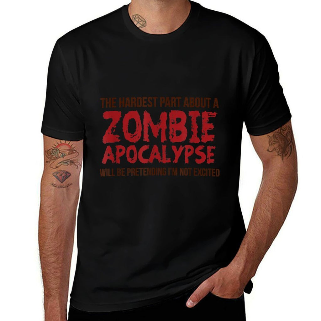 Funny Zombie Gift Apocalypse Tshirt Mens Women Adult  Fade-proof Color T-Shirt