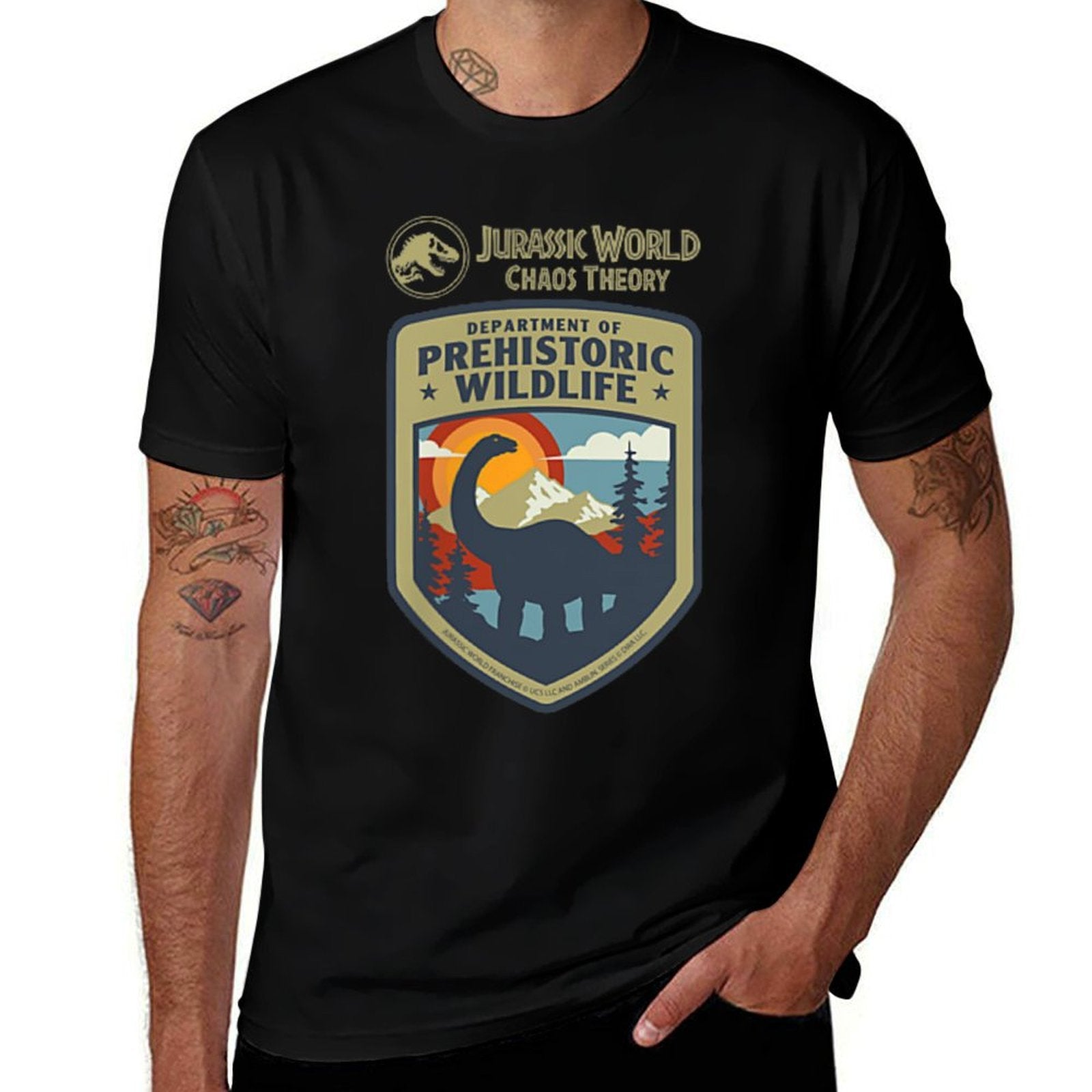 Jurassic World Chaos Theory Pocket Hit, Small, Black  Polyester Blend T-Shirt