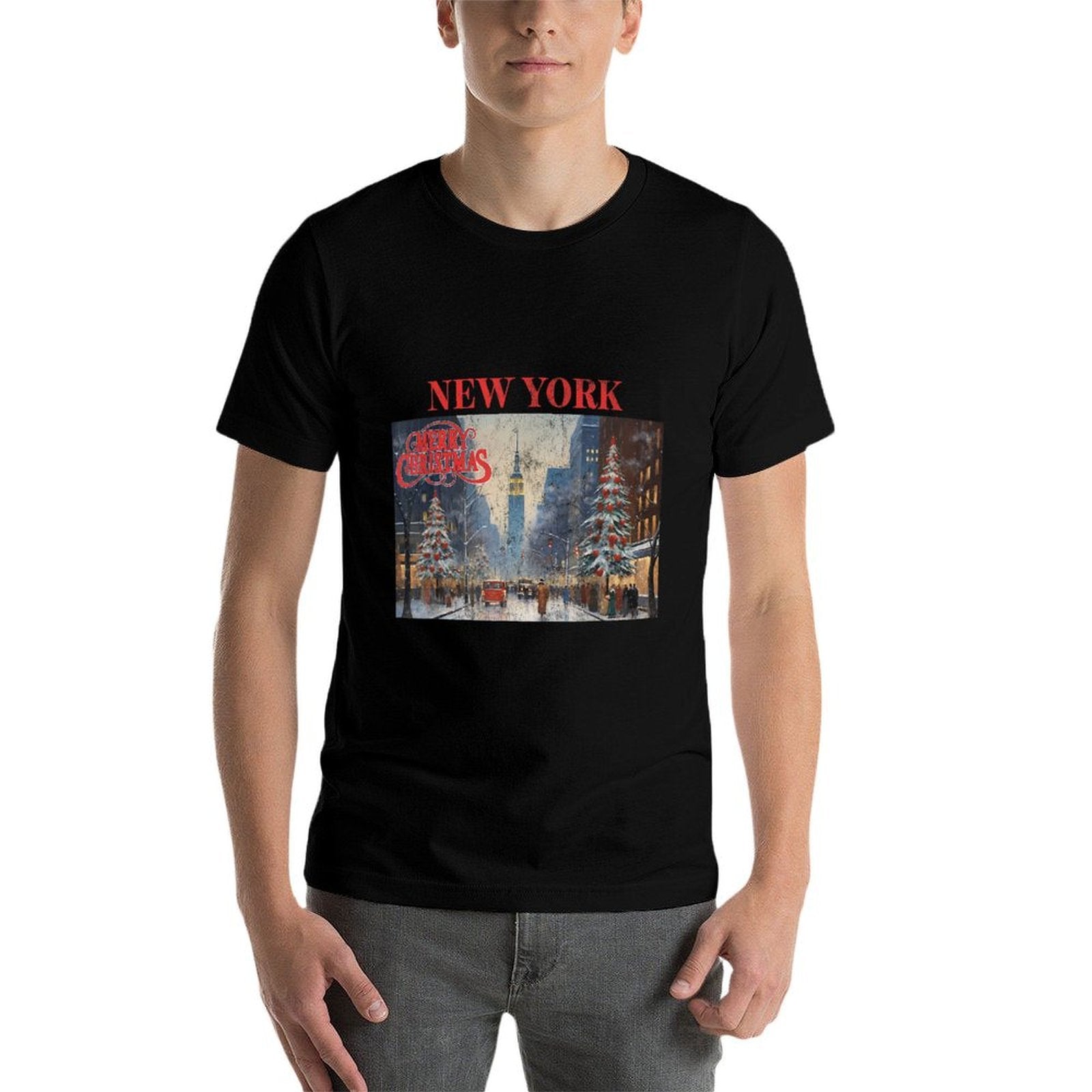 New York City Merry Christmas Santa Matching Family Vintage  Oversized Silhouette T-Shirt
