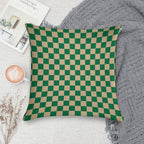 Tan Brown And Cadmium Green Checkerboard Soft Skin-Friendly Throw Pillow