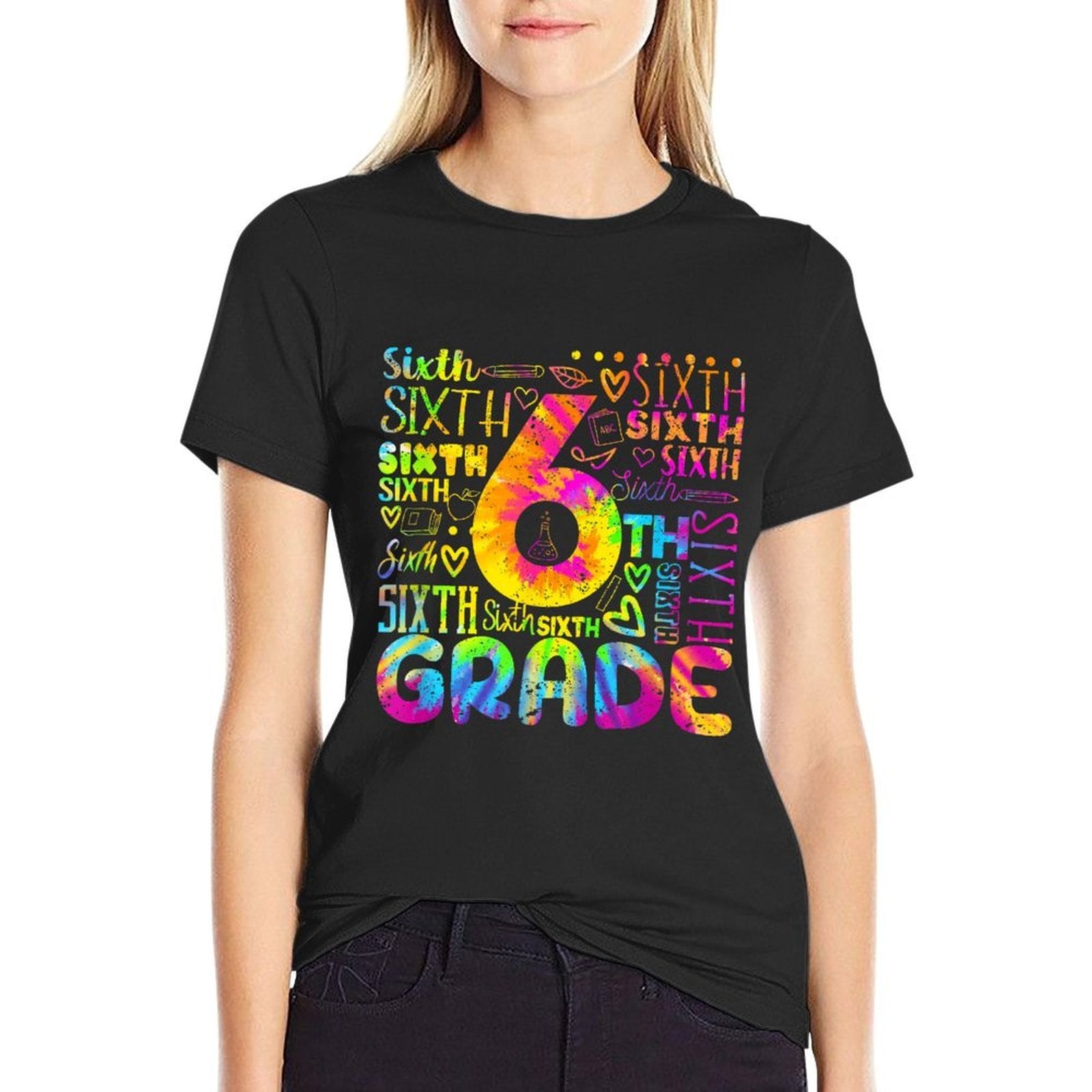 Tie Dye 6th Grade Typography Team Sixth Grade Teacher for Men Women Kids  Lightweight T-Shirt