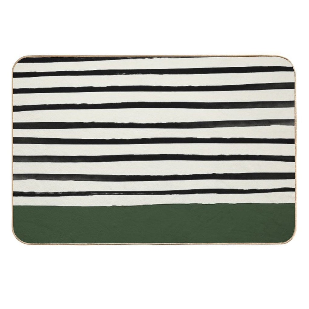 Forest Green X Stripes  Fade-Resistant Bath Mat