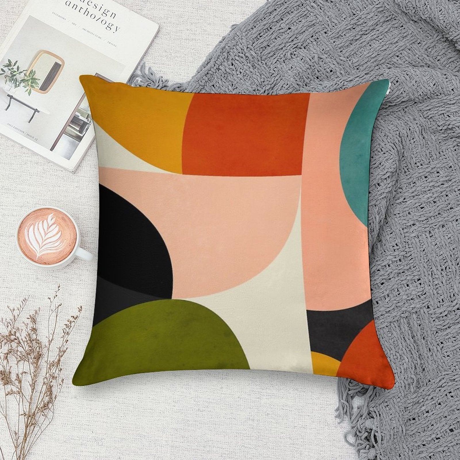 Modern Abstract Mid Century 2 Soft Decorative Cover Throw Pillow
