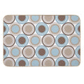 Mid Century Circle Pattern - Taupe, Brown, Slate Blue, Denim Blue  Rapid-Drying Bath Mat