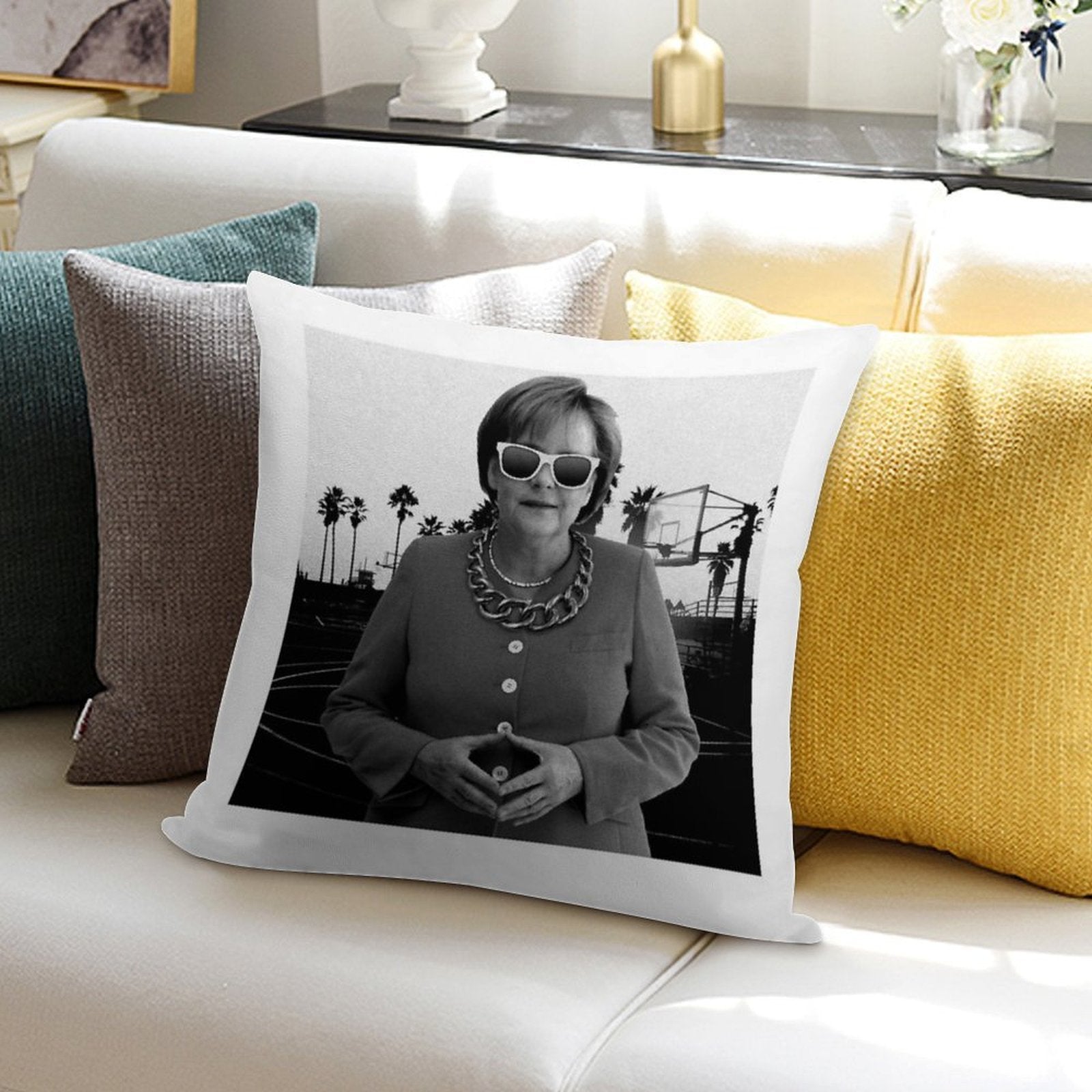 Swagela Merkel - Dark Soft Washable Throw Pillow
