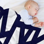 Navy Blue Thick Mosaic Lines On White Comfort Throw Blanket