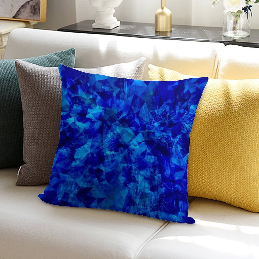 Cobalt Facets Soft Washable Throw Pillow