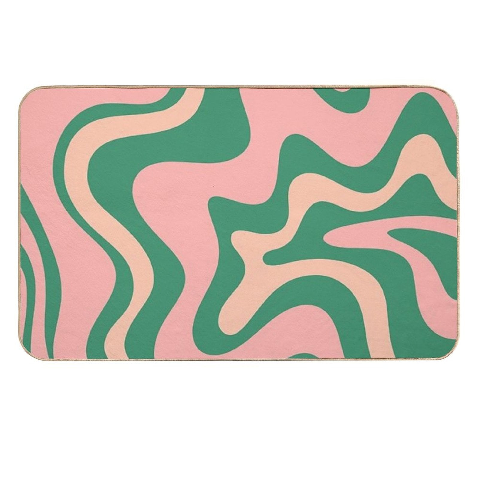 Liquid Swirl Contemporary Abstract Pattern in Blush Pink And Green  Versatile Bath Mat