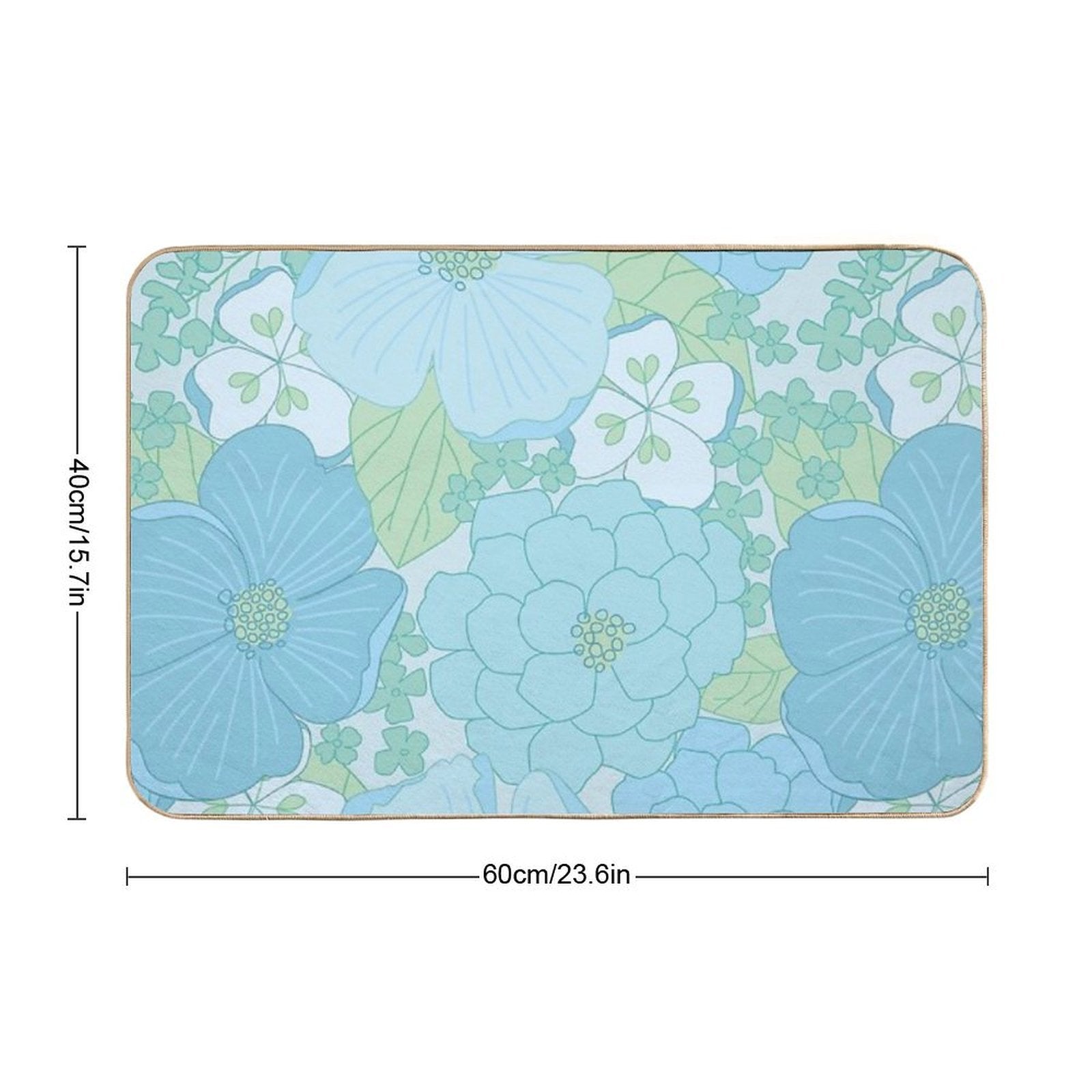 Light Blue Pastel Vintage Floral Pattern  Easy Maintenance Bath Mat